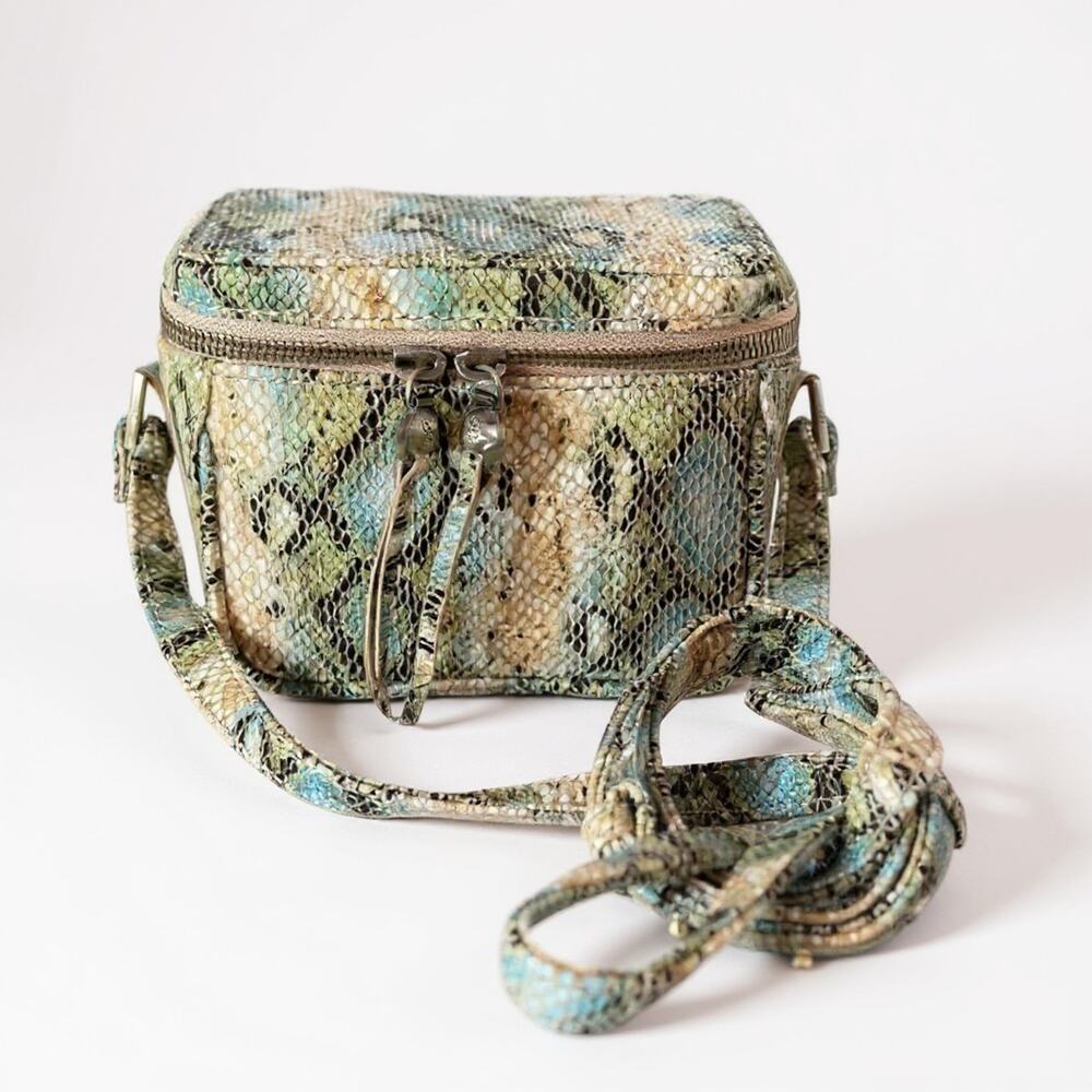 HOBO INTERNATIONAL Pixie Leather Garden Snake Print Crossbody Box Bag Purse